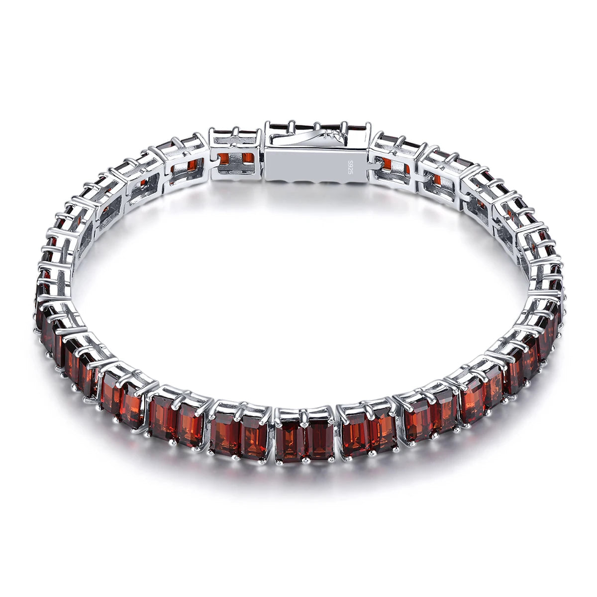 Natural Red Garnet Solid Sterling Silver Bracelet 17.8 Carats Genuine