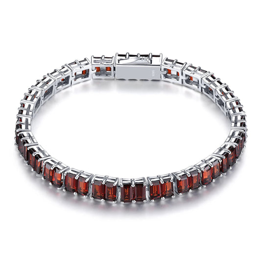 Natural Red Garnet Solid Sterling Silver Bracelet 17.8 Carats Genuine