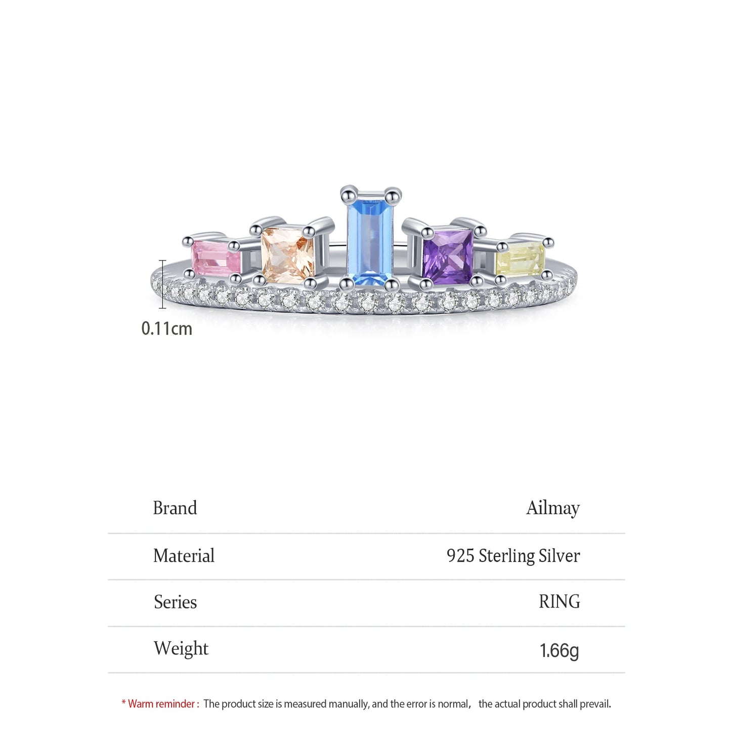 925 Sterling Silver Colorful Zircon Crown Ring For Women Engagement  Jewelry