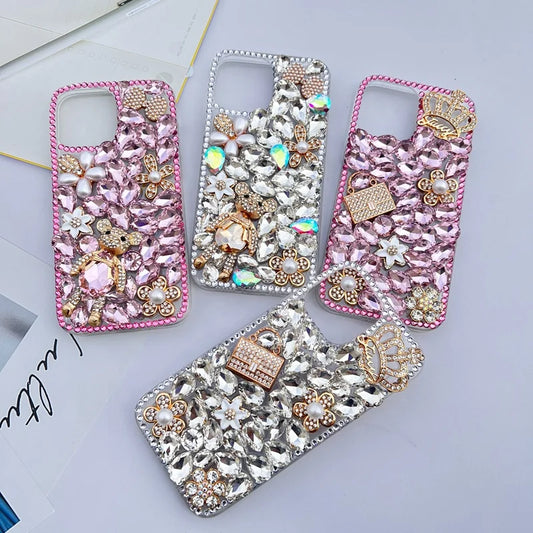 Diamond Case for Huawei P50Pro P40, Mate30, Honor 9X, 50, 60Pro, Pumpkin Car Bling, Sparkly Crystal, Handmade Cover