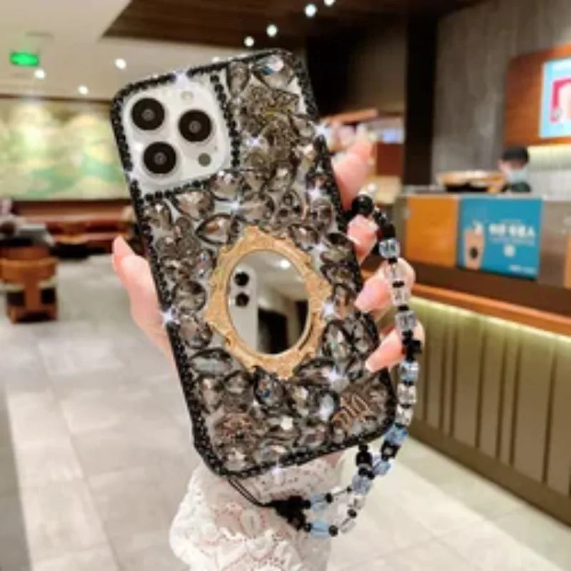 Anti-Scratch Hard Case with Mirror and Diamond, for Huawei P50Pro, P40, Mate30, Honor 9X, 50, 60Pro