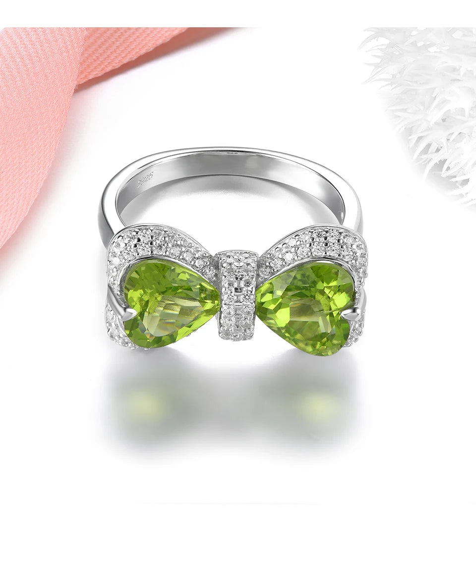 Natural Peridot Solid Sterling Silver Rings 3.8 Carats Genuine Birthstone Romantic Elegant Fine Jewelrys S925 Design