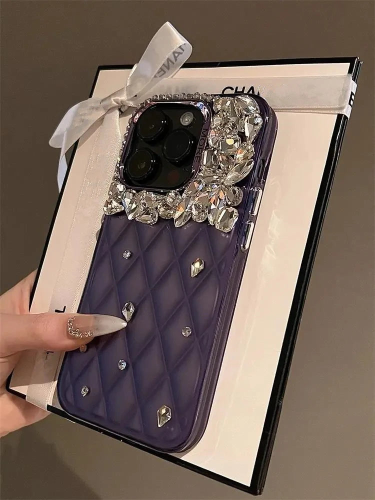 Bling Diamond SilIver Color Phone Cases For iPhone 11 12 13 14 15 16 Pro Max High-end Camera Protection Silicone Glitter Cover