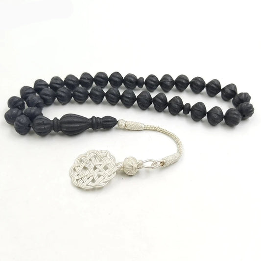 Tasbih black ambers VERY OLD bakhor Strong smell prayer beads with silver Kazaz Islamic Misbaha Eid gift