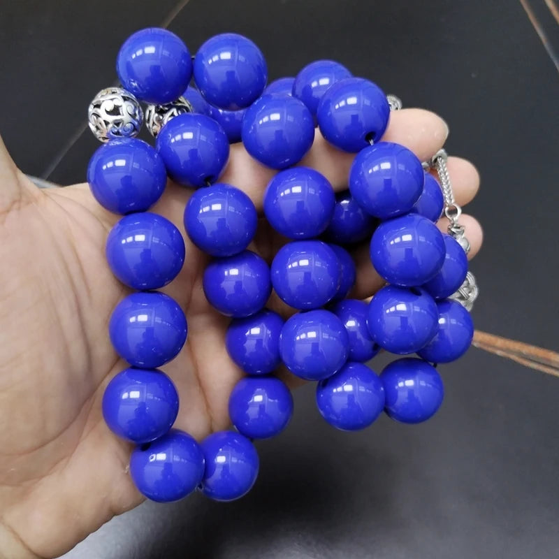 Big Size Tasbih Blue resin bracelet Muslim  prayer beads misbaha Eid gift ramadan arabic fashion