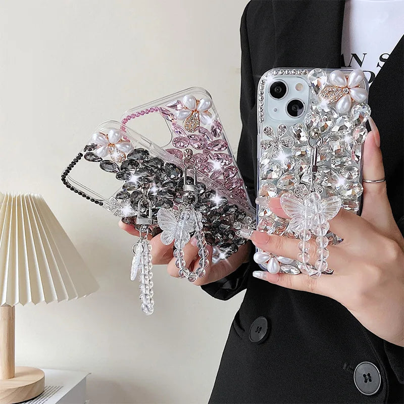 Dowager-Shining Bling Diamond Mobile Phone Case for Huawei, P50Pro, P40, Mate30, Honor 9X, 50, 60Pro, Fashion Girls