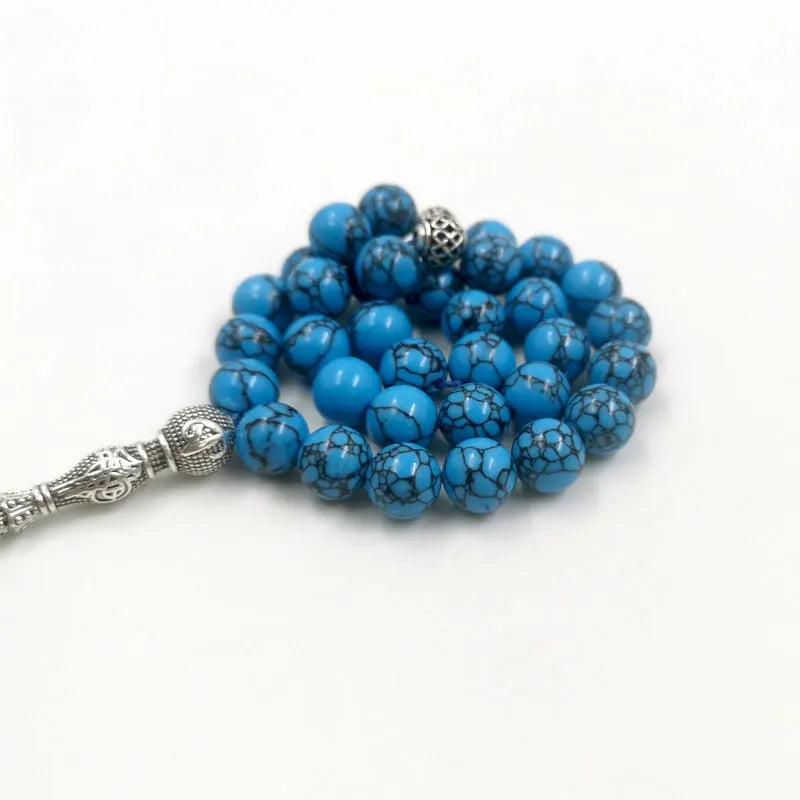 Tasbih Natural Mongolian turquoise gemstone islamic muslim Blue prayer bead Misbaha