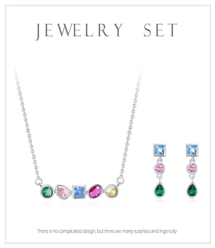 Luxury Rainbow  925 Sterling Silver Fashion Jewelry Set