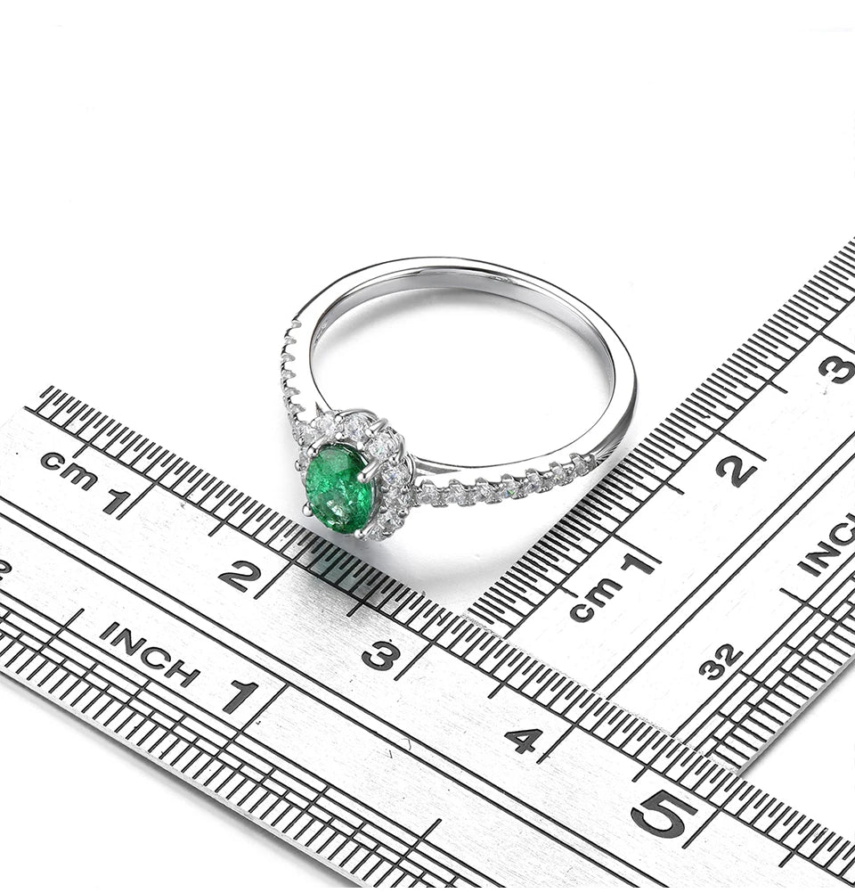 Natural Emerald Sterling Silver Rings 0.45 Carats Genuine Precious Gemstone Classic Fine Jewelrys Anniversary Engagement Gifts