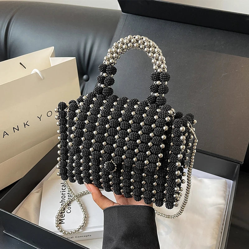 Black Small Square Bag Tote Handmde