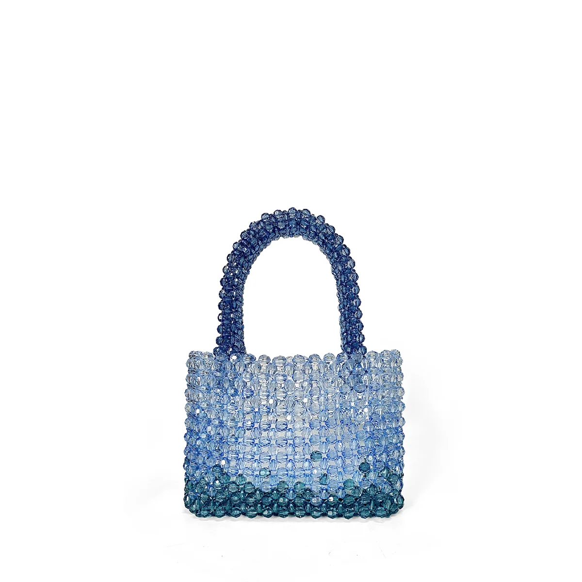 Transparent corner bead acrylic exquisite gradient blue hand woven fashionable versatile handbag universal