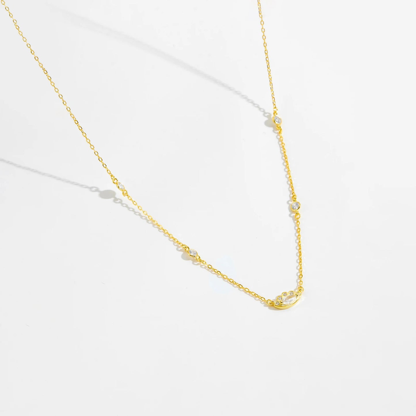 925 Sterling Silver Gold[ Zircon Choker Necklace