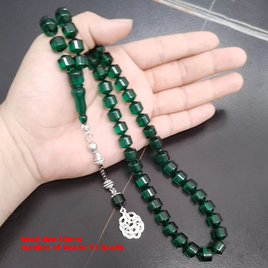 Tasbih green resin Muslim islamic fashion bracelet Rosary prayer beads Misbaha