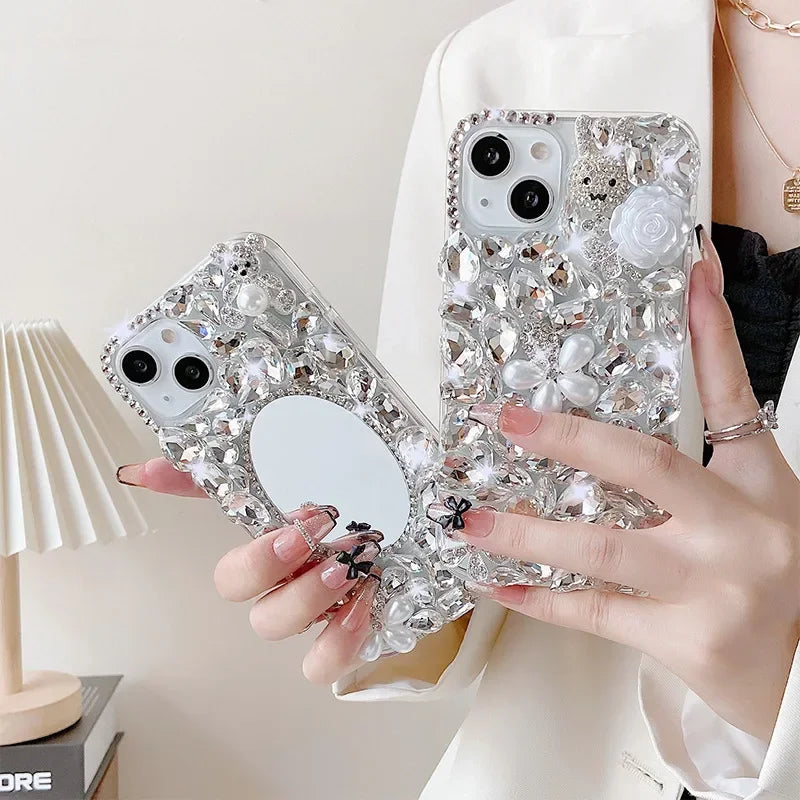 Luxury Handmade Rhinestone Crystal Phone Case for Huawei P50 P60 Pro Mate 50 60 Honors 80 90 100 Pro