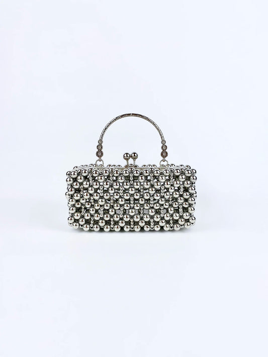 Fairy style silver small bag, women's new square bag, fashionable and high-end handbag, banquet bag