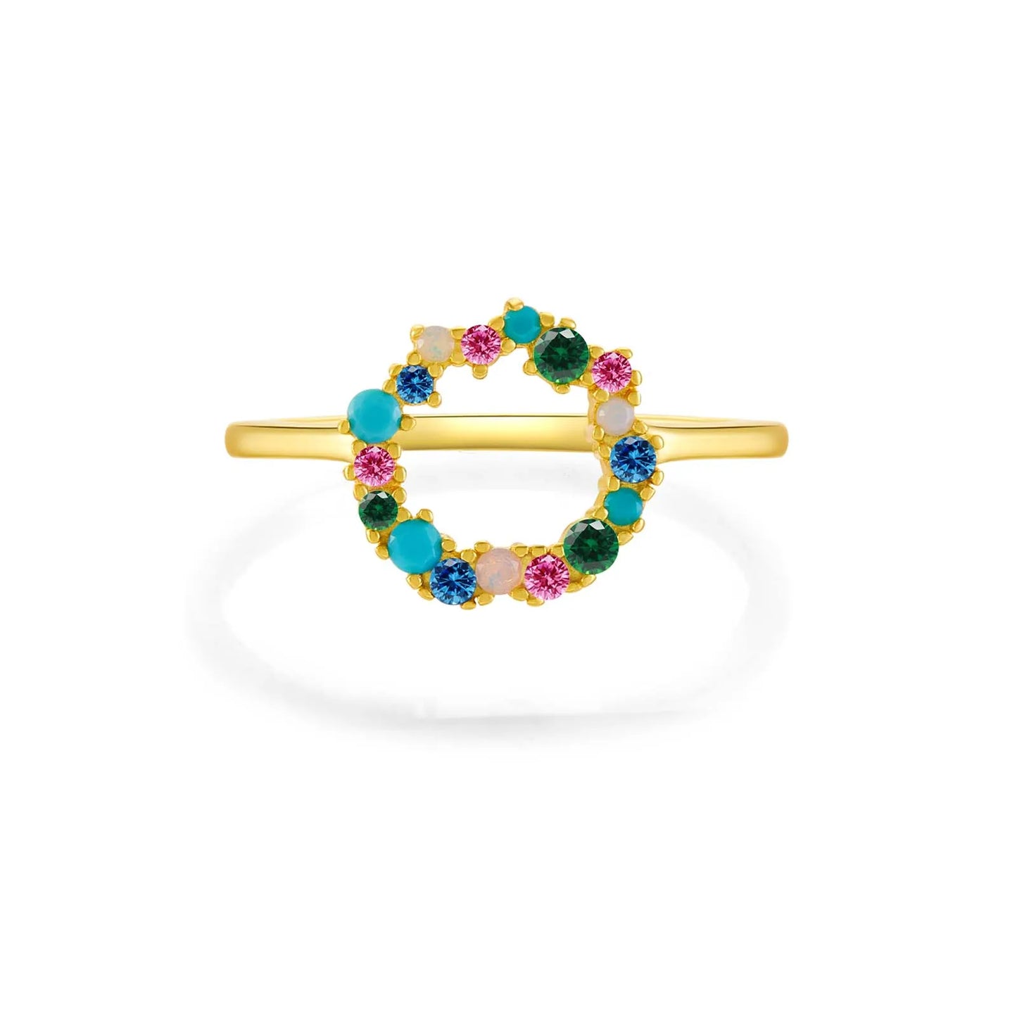 ANDYWEN 100% 925 Sterling Silver Sparkle Tutti Frutti Ring18k Gold Colorful Rainbow CZ Zircon Guadaloupe Simple Ring Jewelry