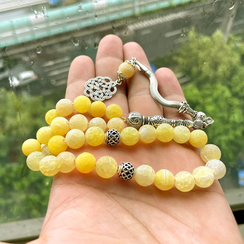 Tasbih Natural yellow agate stone muslim prayer  islamic fashion ramadan