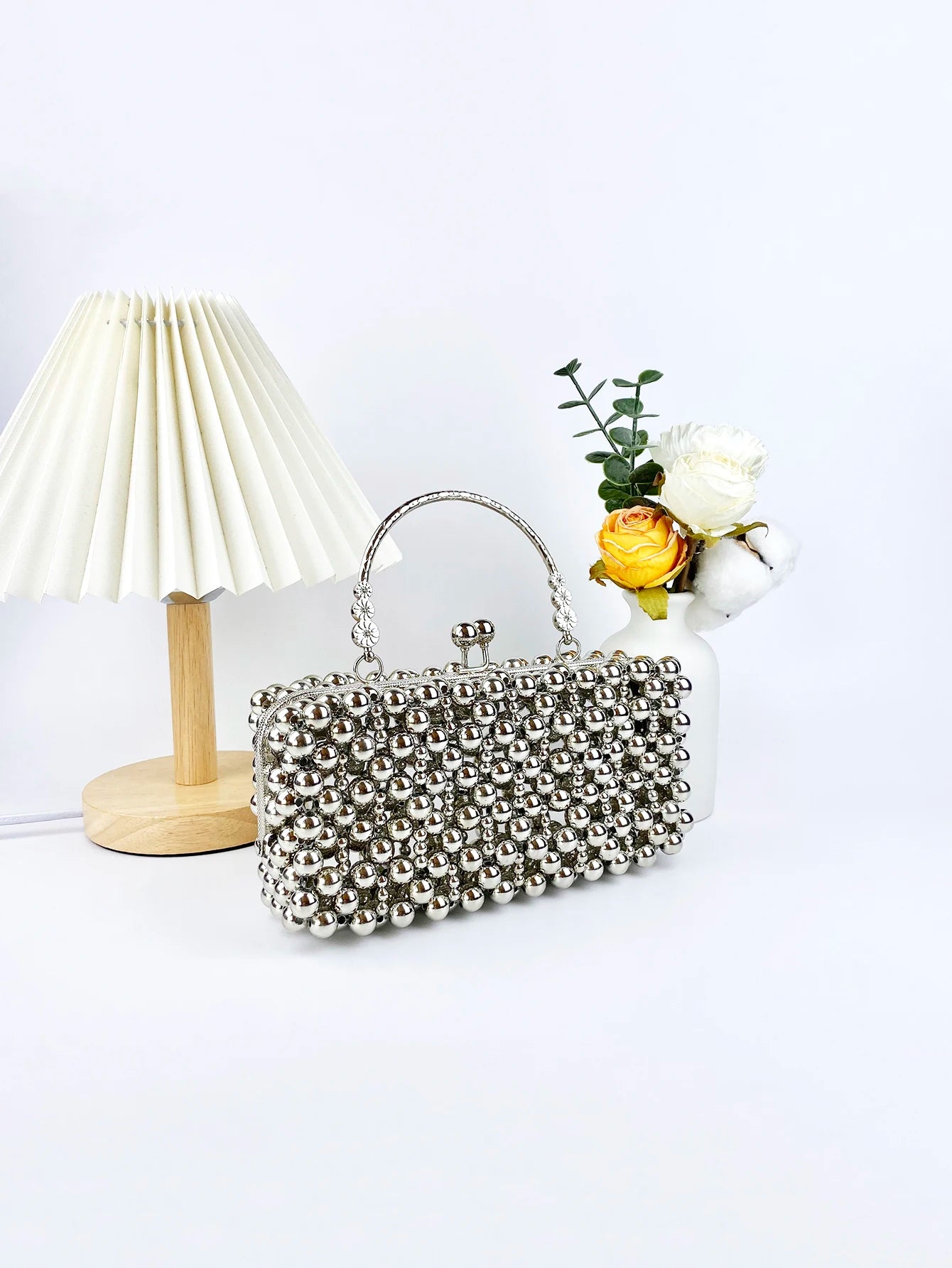 Fairy style silver small bag, women's new square bag, fashionable and high-end handbag, banquet bag