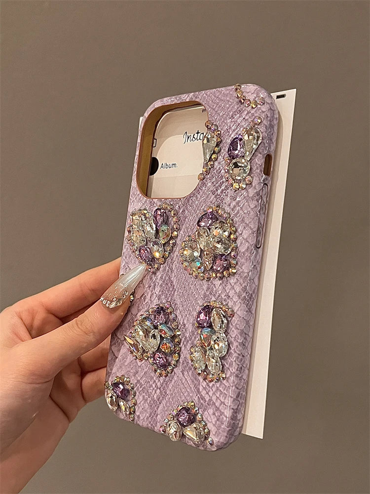 High Quality Luxurious Phone Case For iPhone 15 14 13 12 11 Pro Max Glitter 3D Diamond Bling Rhinestones Cover For iPhone 16 Pro