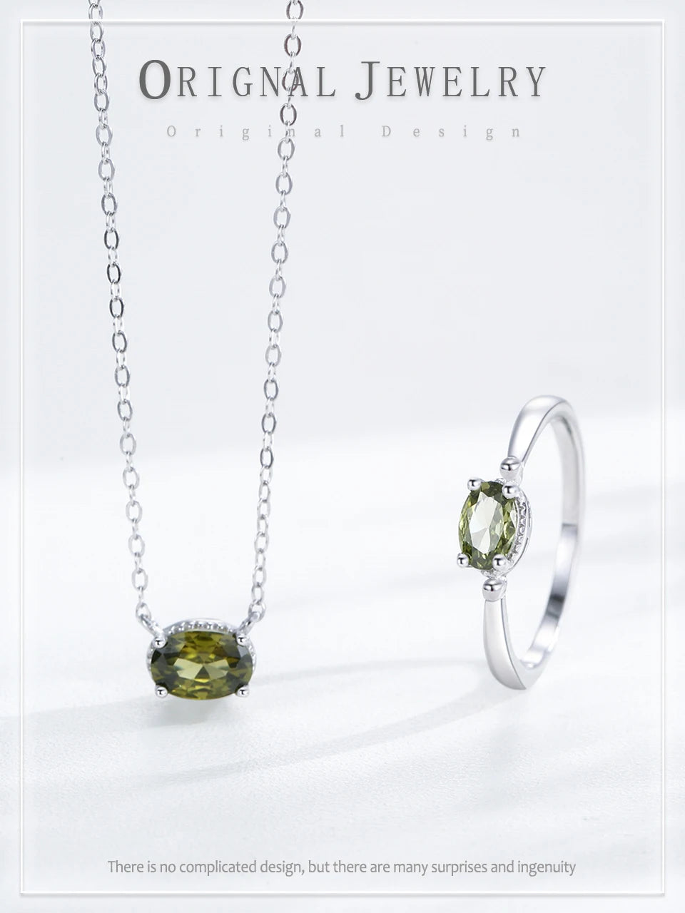 Luxury Olive Green  925 Sterling Silver Fashion Jewelry Set