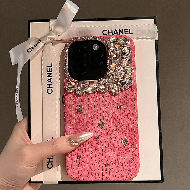 Luxurious Glitter Phone Case For iPhone 16 15 14 13 12 11 Pro Max  Snake Pattern Cover For iPhone 16 Pro Diamond Shiny