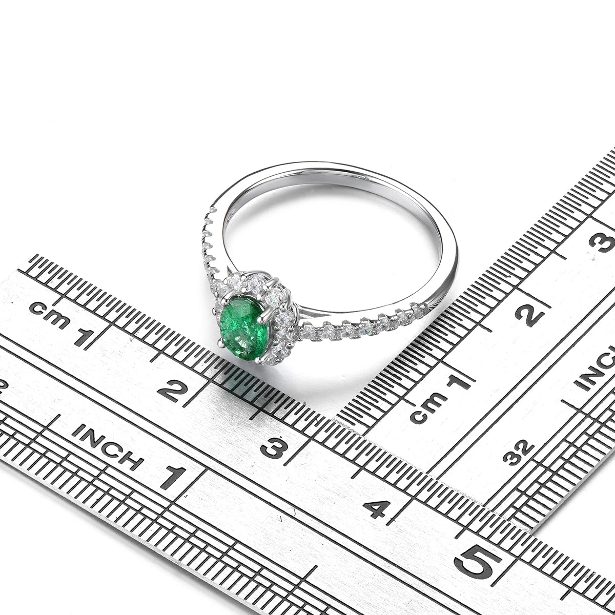 Natural Emerald Sterling Silver Rings 0.45 Carats Genuine Precious Gemstone Classic Fine Jewelrys Anniversary Engagement Gifts