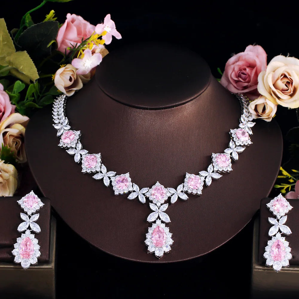 Luxury  Pink Zircon  Jewellery  Sets