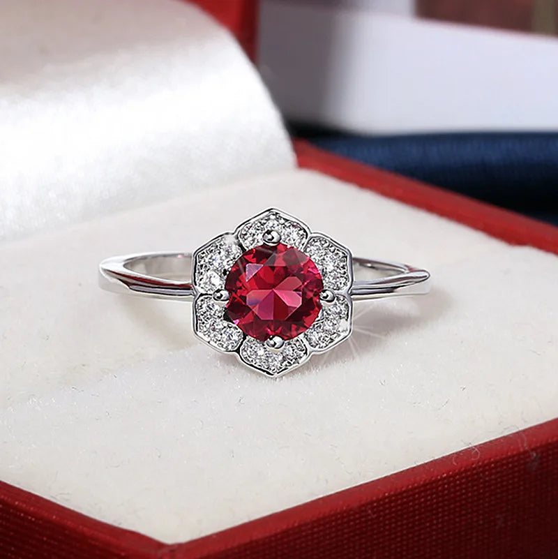 Ruby Ring  Charm Zircon Gemstones Jewelry