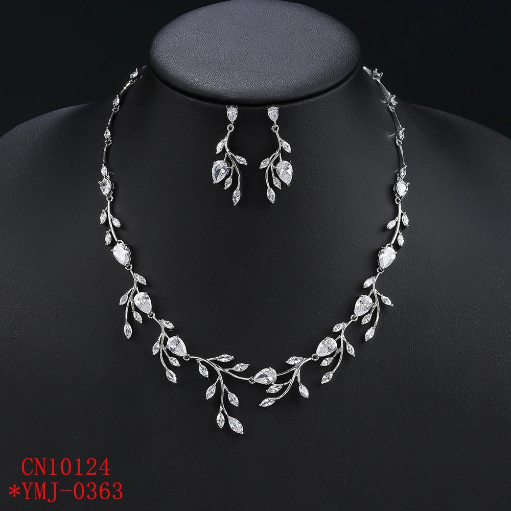 Crystal Zirconia Leaf  Set Jewelry  Accessories