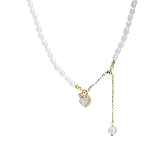 Sweet Love Heart 100% Natural Baroque Freshwater Pearl 14K Gold Filled Female Necklace Jewelry