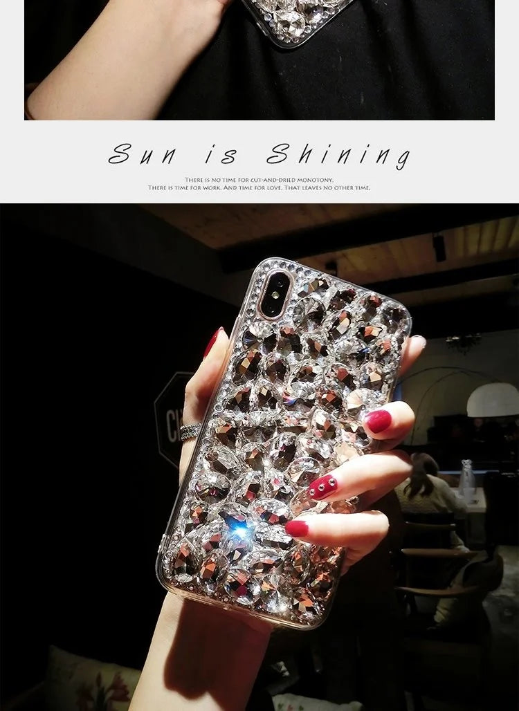 Luxury Glitter Diamond Rhinestone Phone Case For iPhone 15 14 13 12 11 Pro Max X Xs XR 7 8 Plus SE2022 Silicone Bling Cover