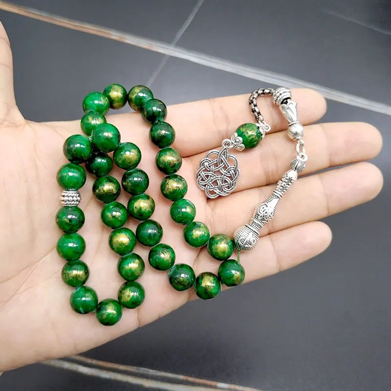 Tasbih green JASPER stone Muslim Bracelets misbaha Eid Adha Gift prayer beads islam Jewelry Saudi arabia Fashion Accessories