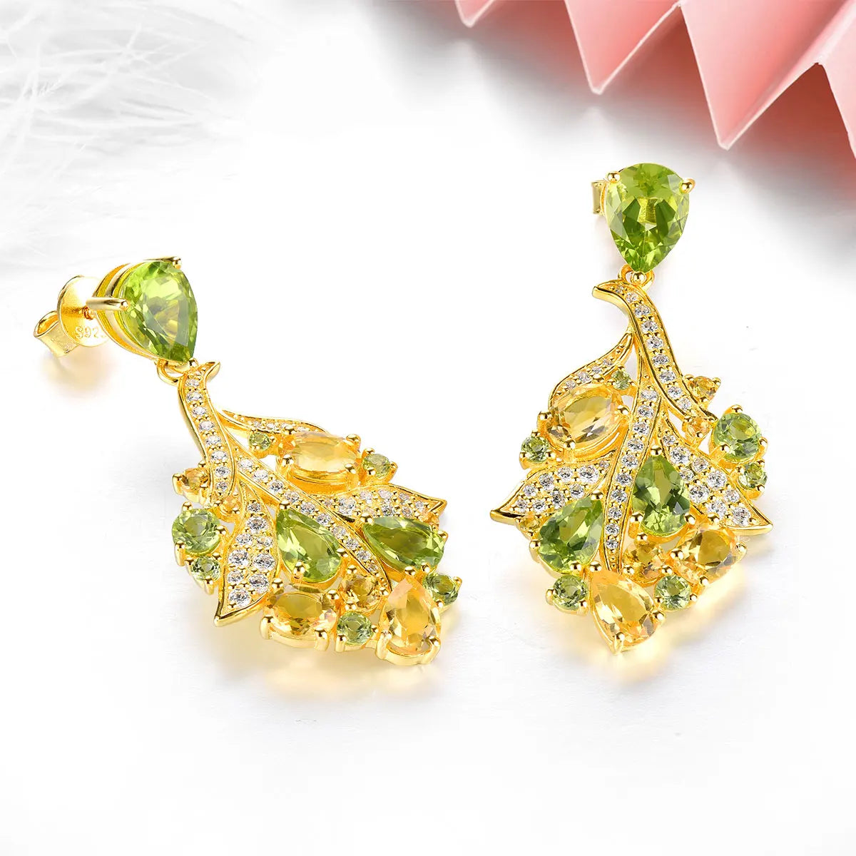 Natural Peridot Citrine Silver