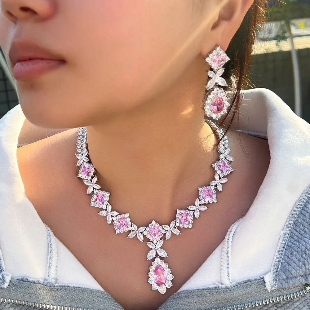 Luxury  Pink Zircon  Jewellery  Sets