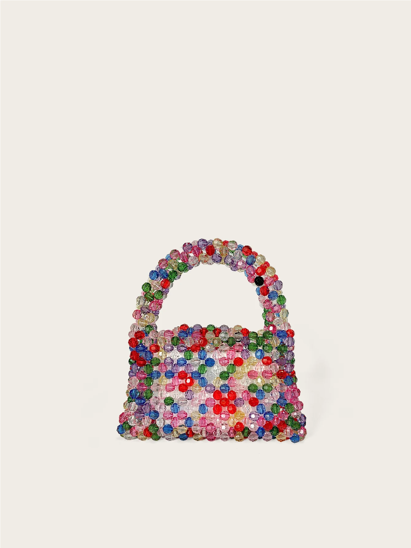 Autumn and winter new bead bag dopamine style hand-held finished product bag hand woven multi-color candy bag