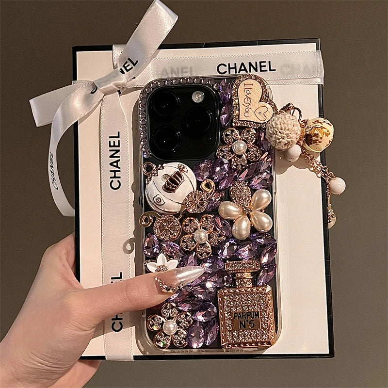 High Quality Luxurious Glitter Phone Case For iPhone 16 15 14 13 12 11 Pro Max Diamond Bling Cover For iPhone 16Pro Rhinestones