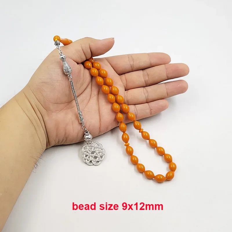 Tasbih Orange Resin Muslim handmade gift bracelet pray Beads accessories turkey fashion jewelry islamic rosary on hand