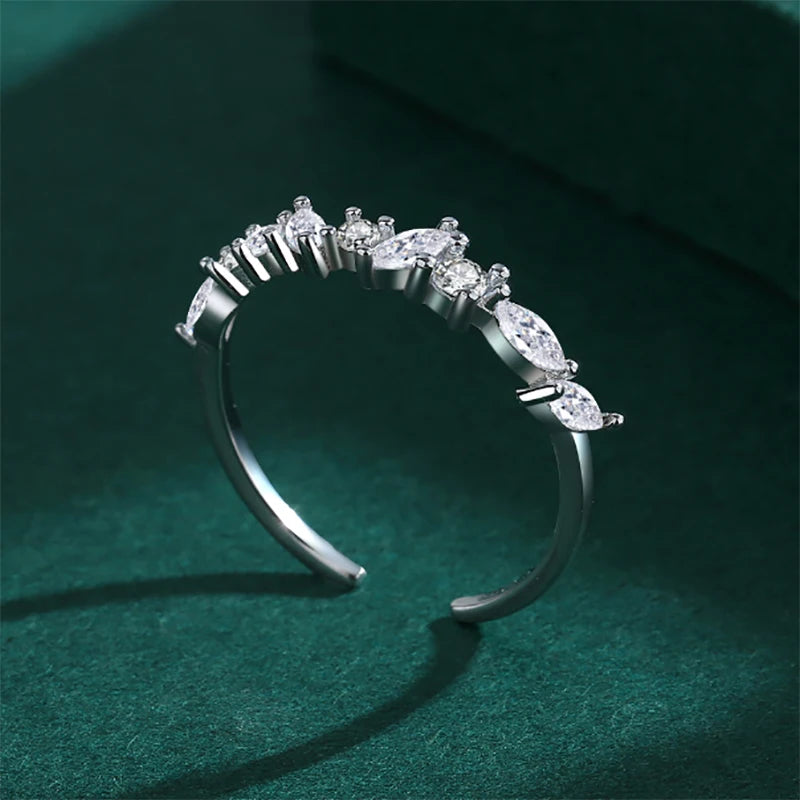 2022 NEW Trendy Irregular Rings For Women Adjustable Open Real S925 Silver Diamond Charms Bridal Wedding Engagement Gift Jewelry