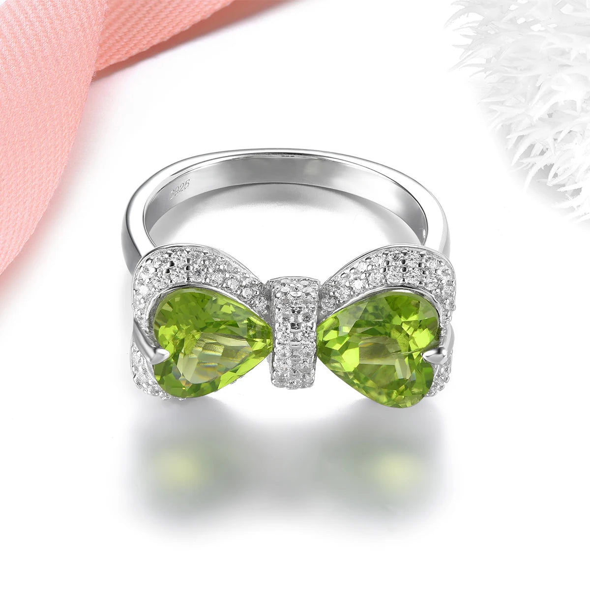 Natural Peridot Solid Sterling Silver Rings 3.8 Carats Genuine Birthstone Romantic Elegant Fine Jewelrys S925 Design