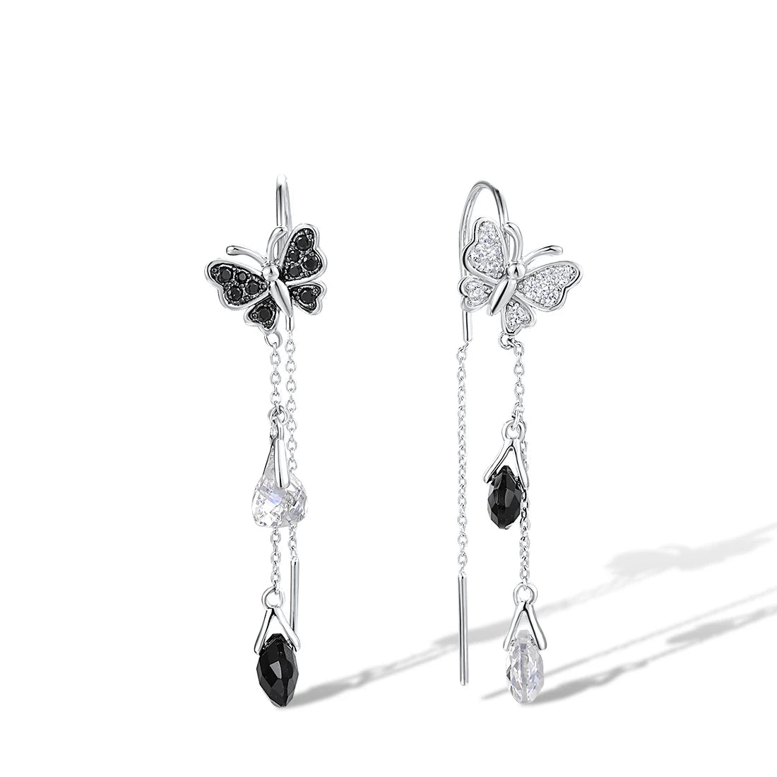 925 Sterling Silver Black Spinel Cute Butterfly