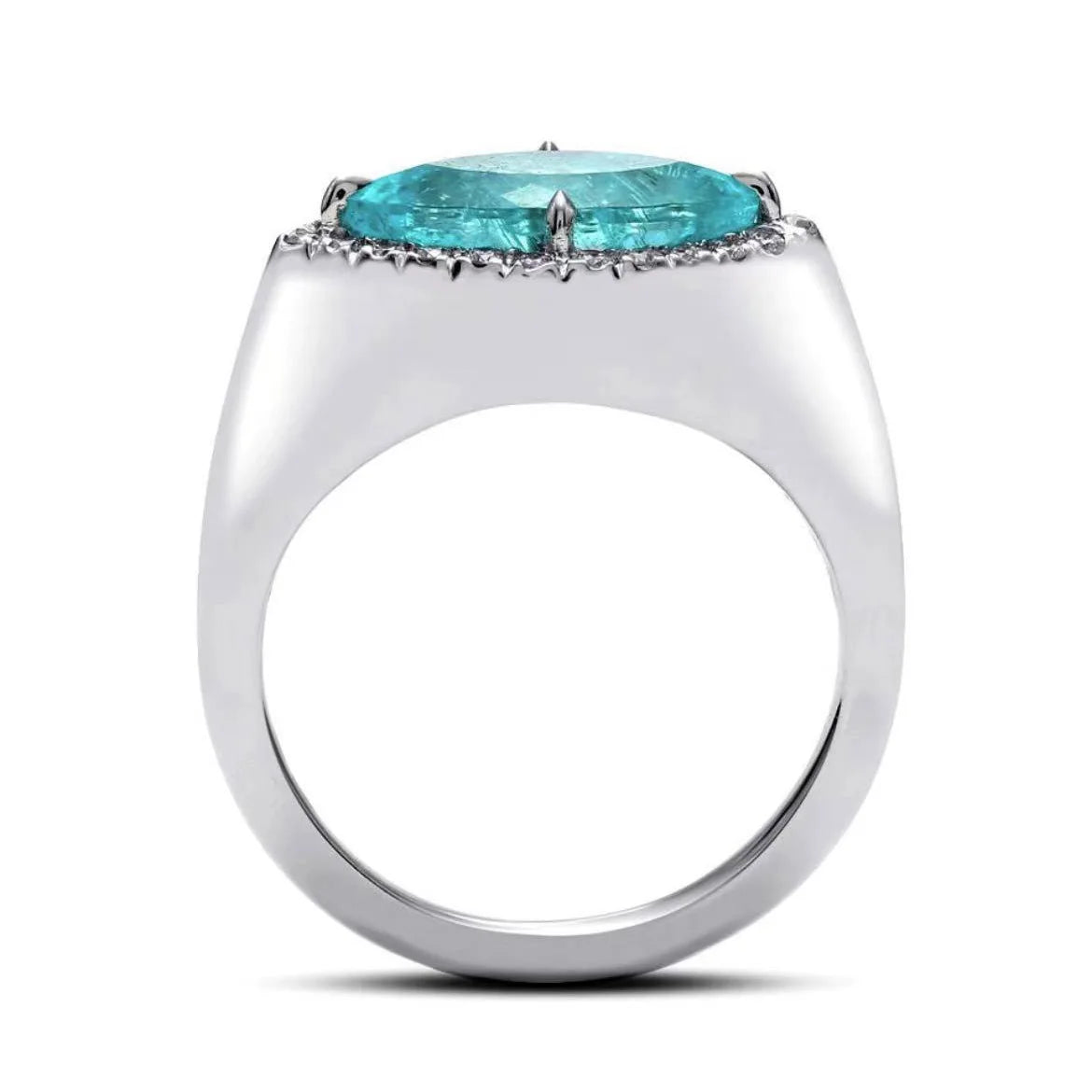 Creative Paraiba Sapphire Oval Rectangular Full Diamond Zircon Jewelry