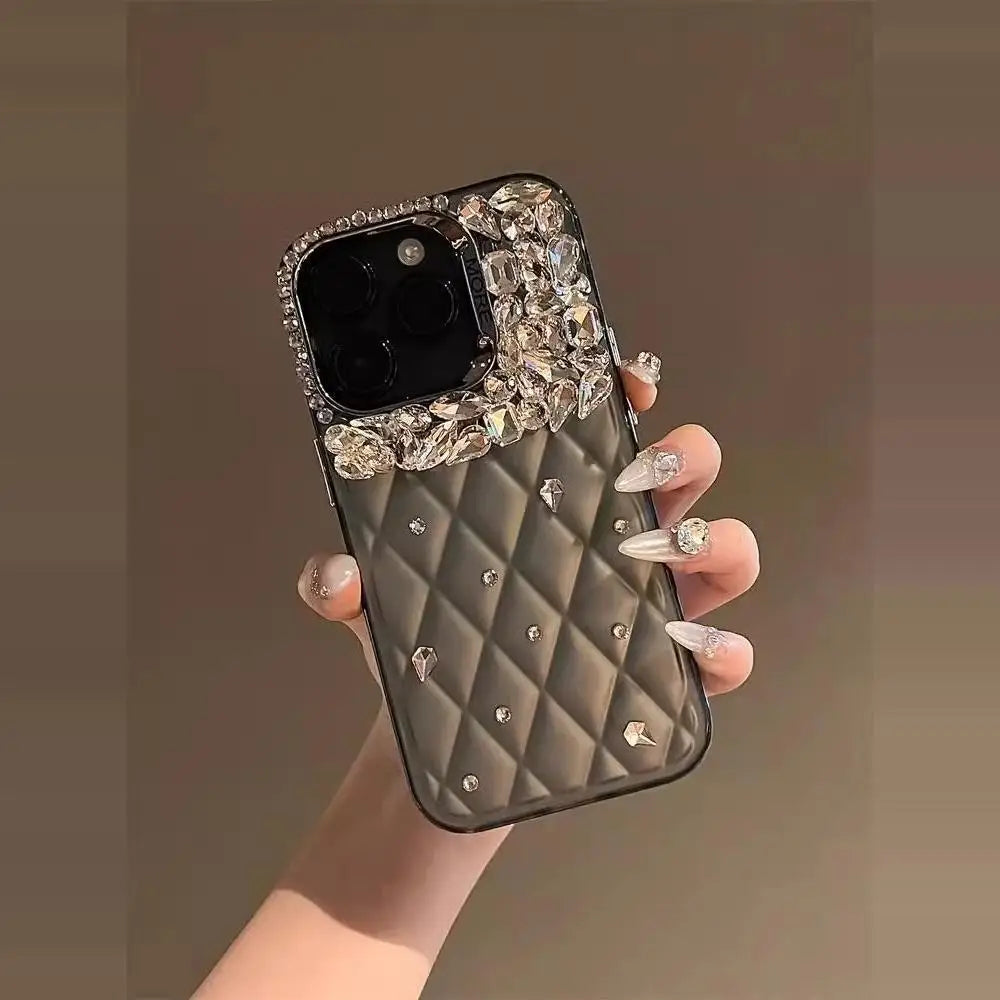 High Quality Luxurious Glitter Diamond Phone Case For iPhone 16 15 14 13 12 Pro Max Bling Rhinestones Plating Back Cover