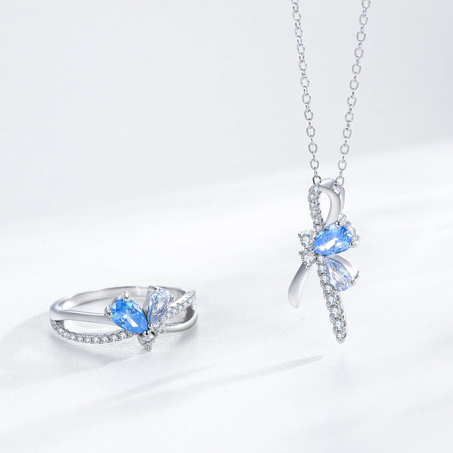 925 Sterling Silver Blue  Zircon