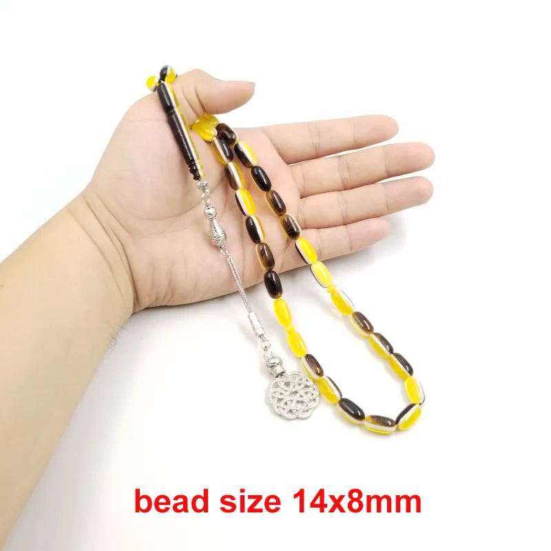 Yellow Resin Tasbih 33 prayer Beads arabic fashion bracelet Misbaha Mastkha muslim eid gift turkish