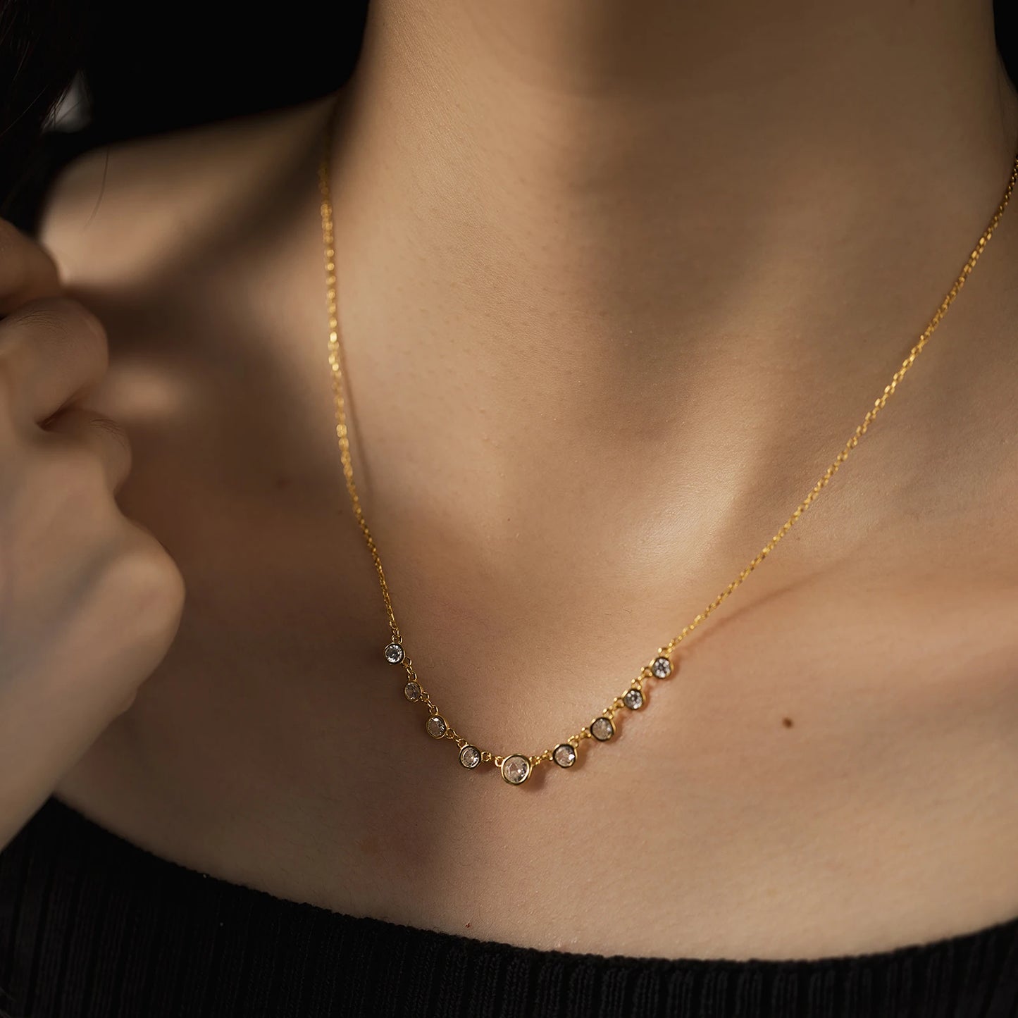 925 Sterling Silver Gold  Zircon  Necklace Women Luxury