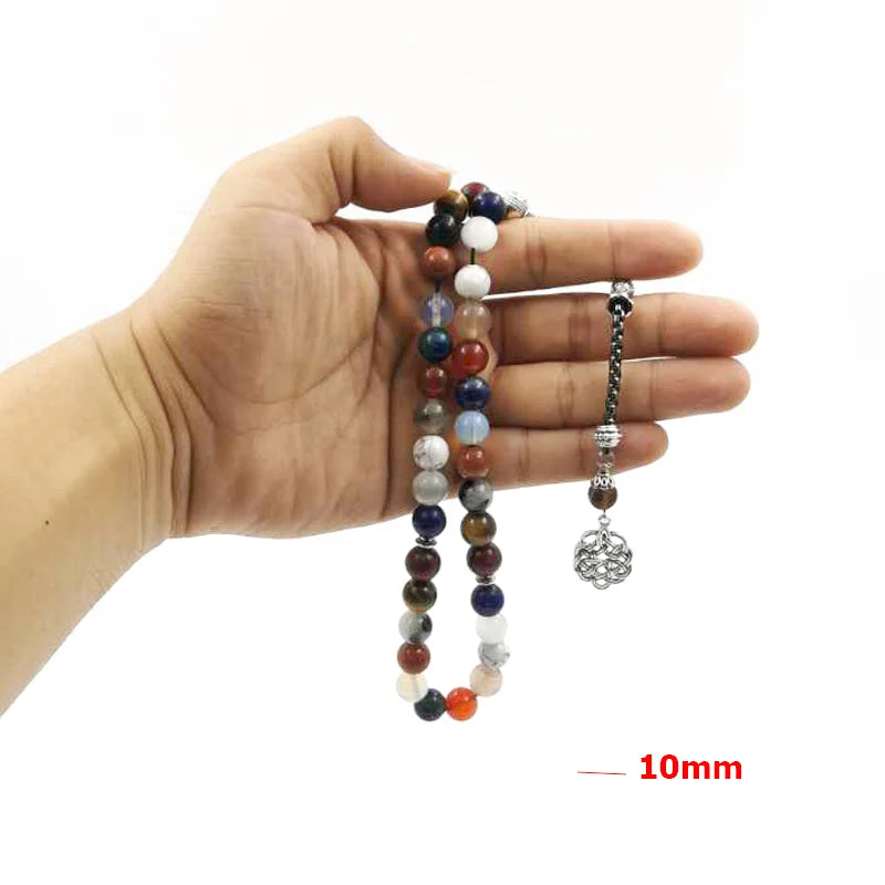 Tasbih  natural gemstone stone beads muslim prayer beads Eid ramadan gift islamic rosary arabic misbaha accessories on hand