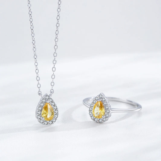 Luxury Yellow  925 Sterling Silver Fashion Jewelry Set