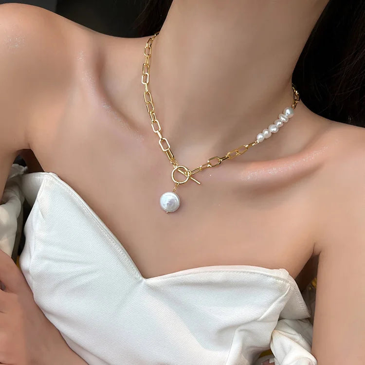 Original Jewelry 100% Natural Baroque Freshwater Pearl 14K Gold