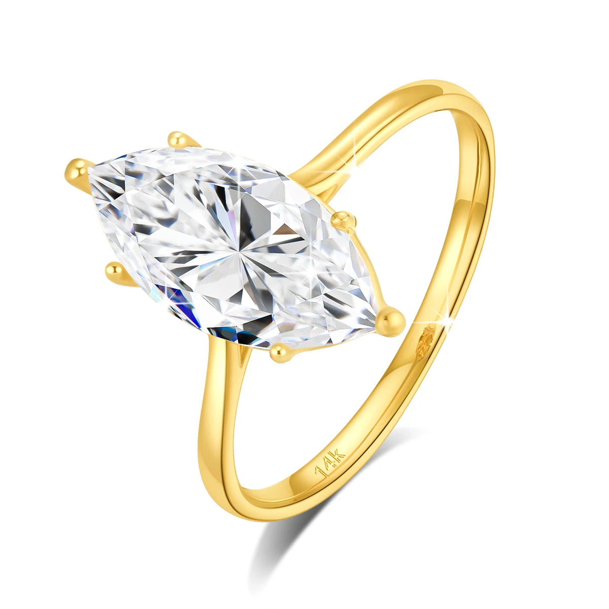 Cut Moissanite Ring 3ct 14k Gold 100% Real Stone Engagement K Gold  Jewelry