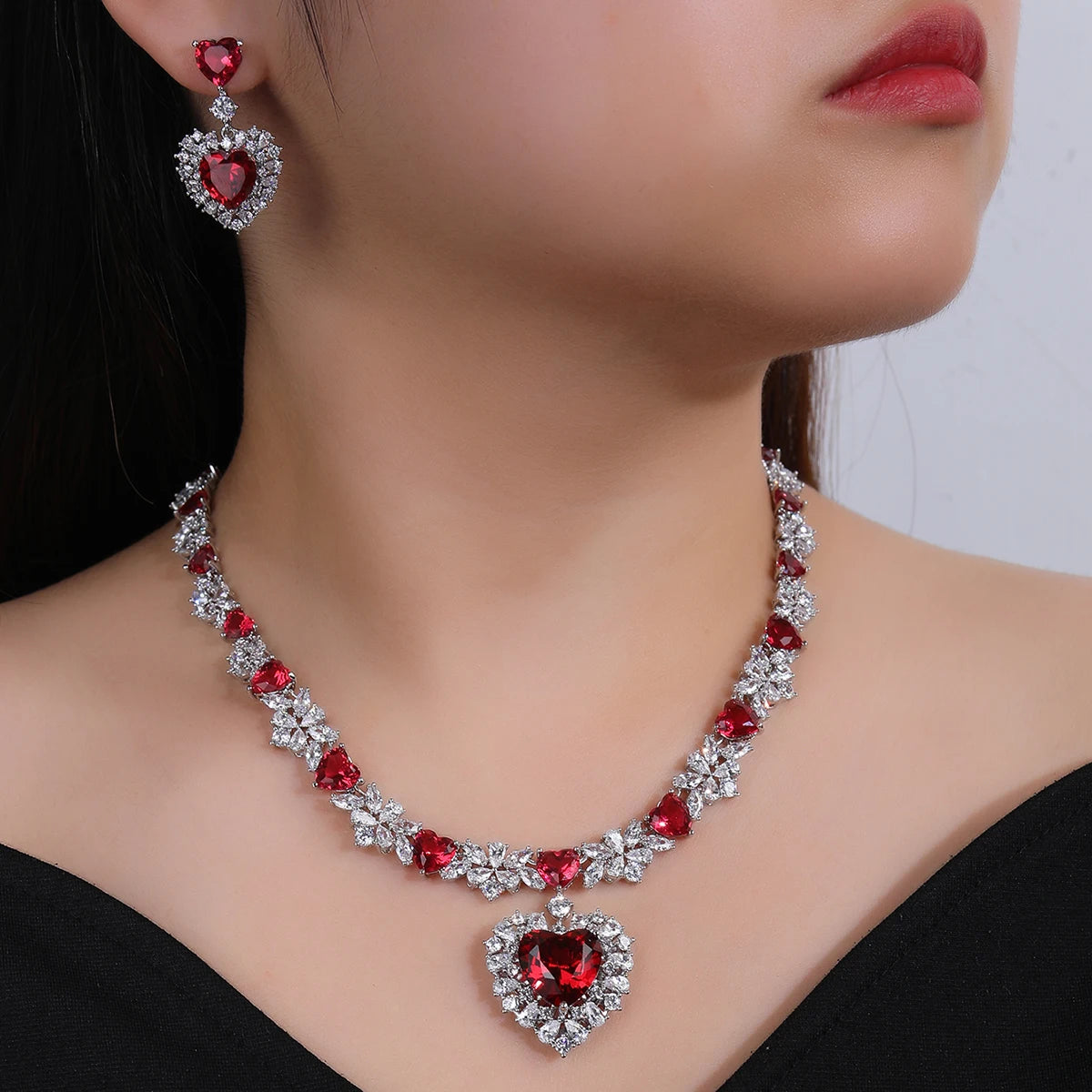 Zirconia Love Heart  Luxury  Jewelry Set